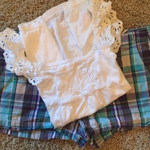 💥SOLD JUNIORS SHORT SET Eyelet tank & plaid short